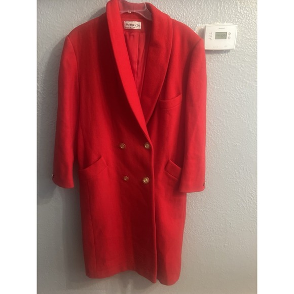Herman Kay Jackets & Blazers - Herman Kay Gold Buttons Red Wool Vintage‎ Long Coat Women's Size 4
